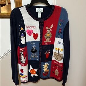 The Quacker Factory Multicolor Holiday Vintage size Large Cardigan